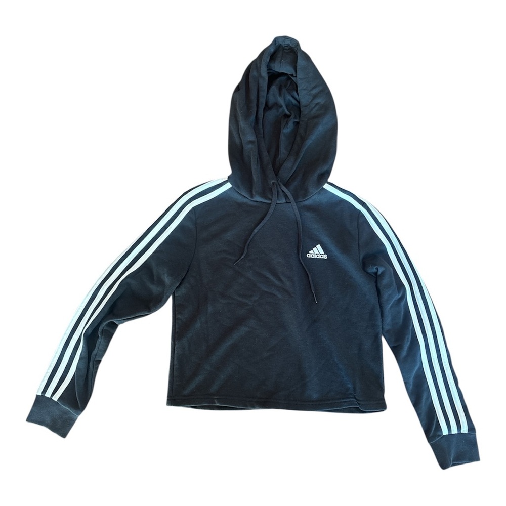 Adidas Women’s Extra Small Black Hoodie with White Stripes